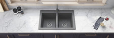Ruvati 33 x 22" epiGranite Granite Composite Dual-Mount Double Bowl Kitchen Sink