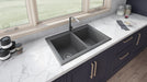 Ruvati 33 x 22" epiGranite Granite Composite Dual-Mount Double Bowl Kitchen Sink