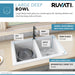 Ruvati 33 x 22" epiGranite Granite Composite Dual-Mount Double Bowl Kitchen Sink