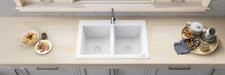Ruvati 33 x 22" epiGranite Granite Composite Dual-Mount Double Bowl Kitchen Sink