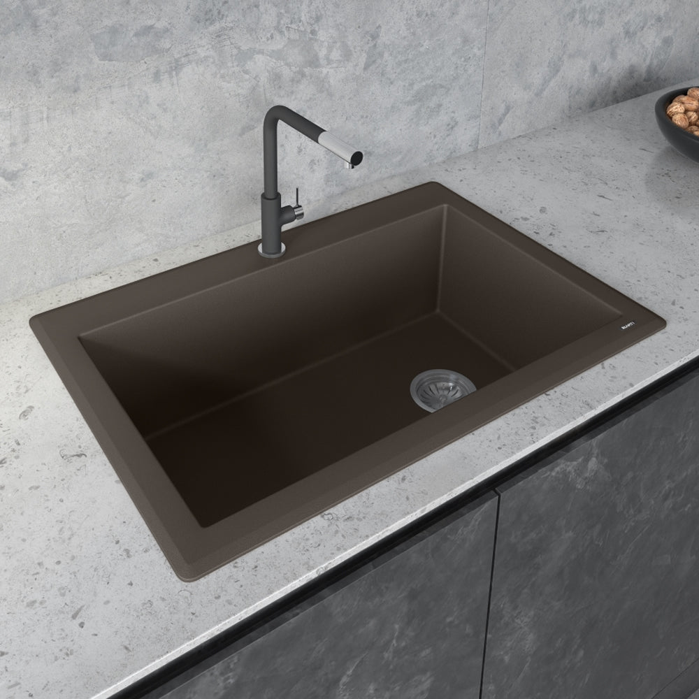 Ruvati 33 x 22" epiGranite Top Mount Granite Composite Single Bowl Kitchen Sink
