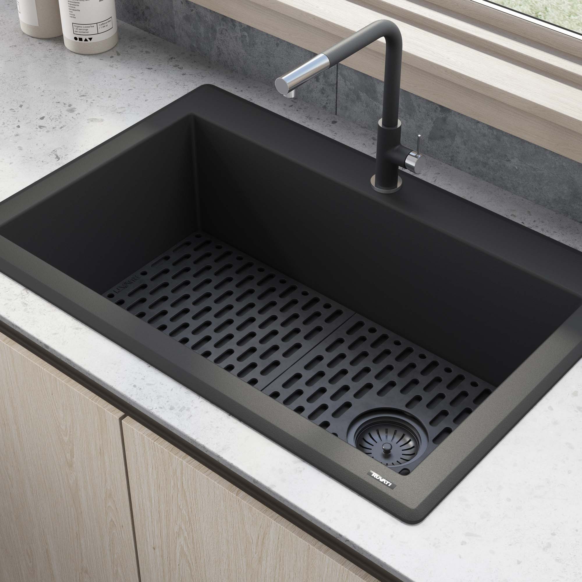 Ruvati 33 x 22" epiGranite Top Mount Granite Composite Single Bowl Kitchen Sink