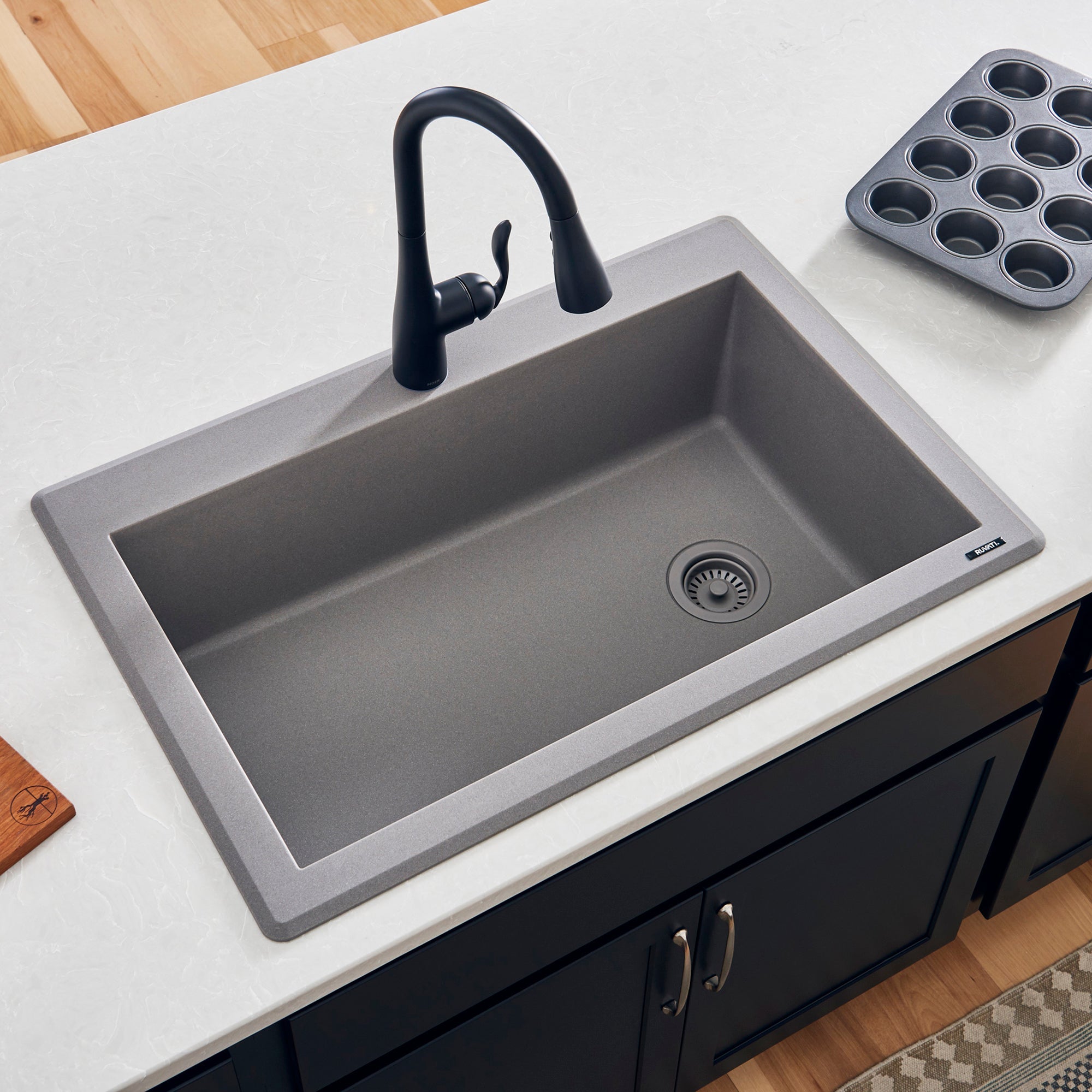Ruvati 33 x 22" epiGranite Top Mount Granite Composite Single Bowl Kitchen Sink