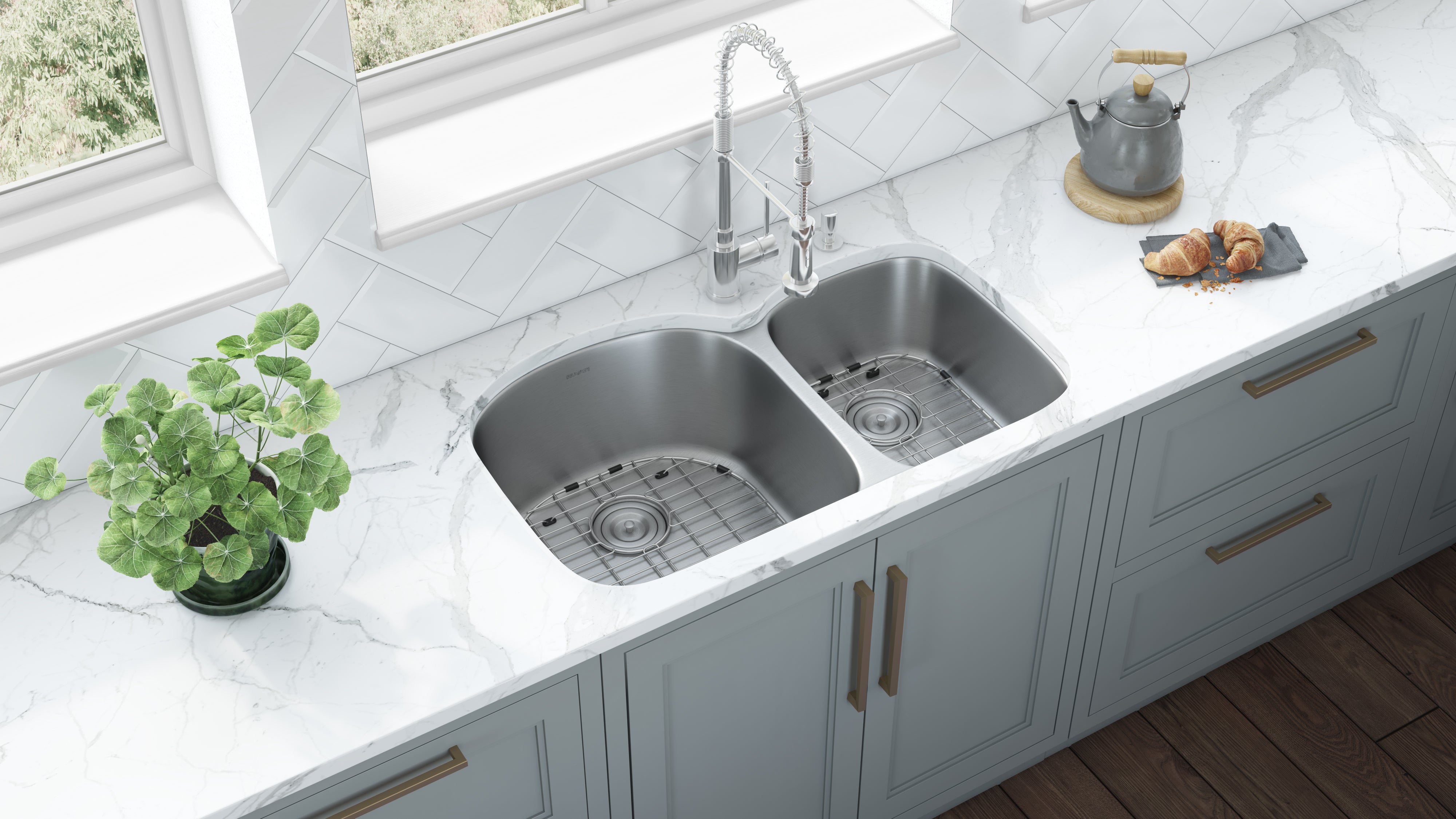 Ruvati 34" Undermount Double Bowl 16 Gauge Stainless Steel Kitchen Sink