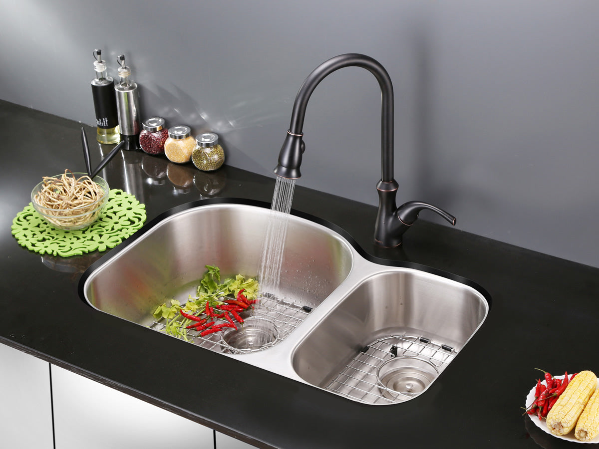 Ruvati 34" Undermount Double Bowl 16 Gauge Stainless Steel Kitchen Sink