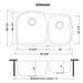 Ruvati 34" Undermount Double Bowl 16 Gauge Stainless Steel Kitchen Sink