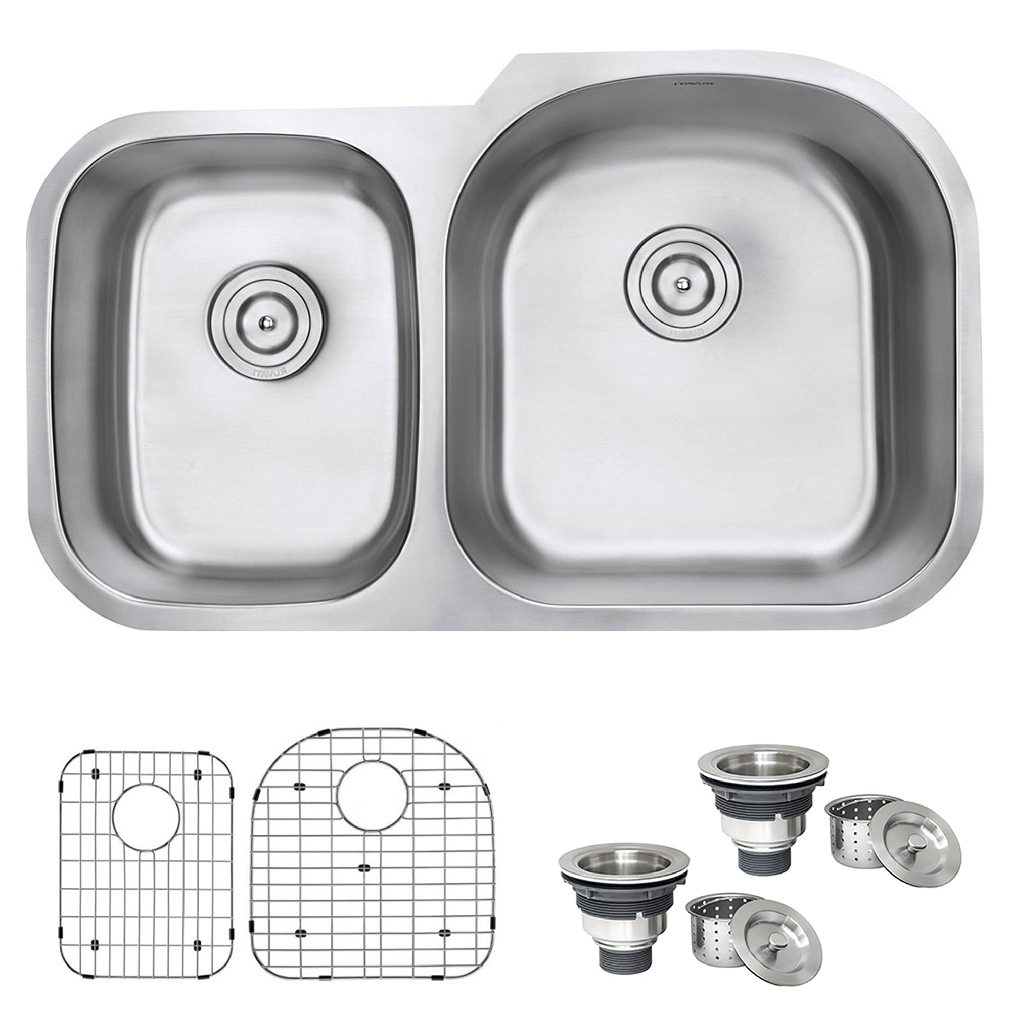 Ruvati 34" Undermount Double Bowl 16 Gauge Stainless Steel Kitchen Sink