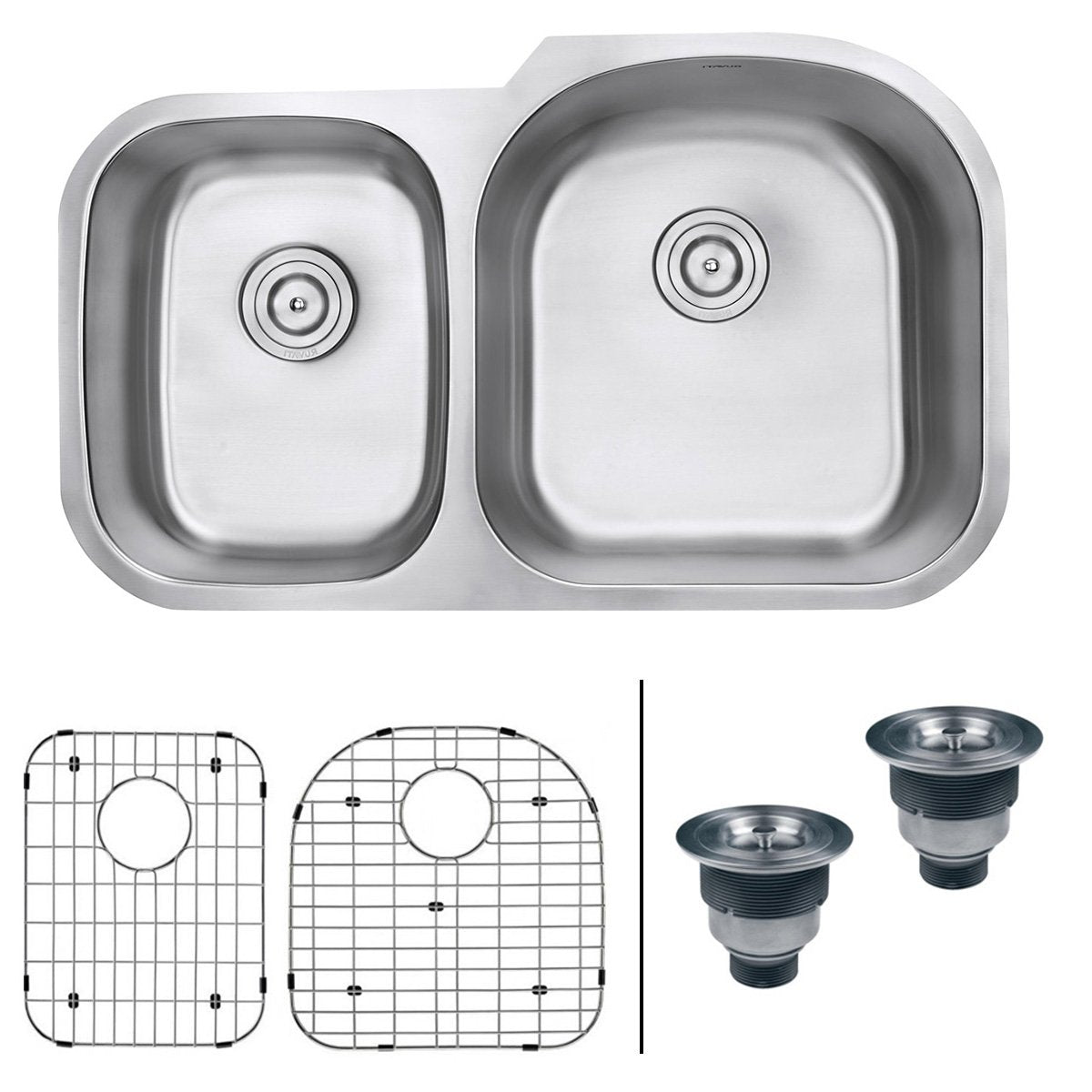 Ruvati 34" Undermount Double Bowl 16 Gauge Stainless Steel Kitchen Sink