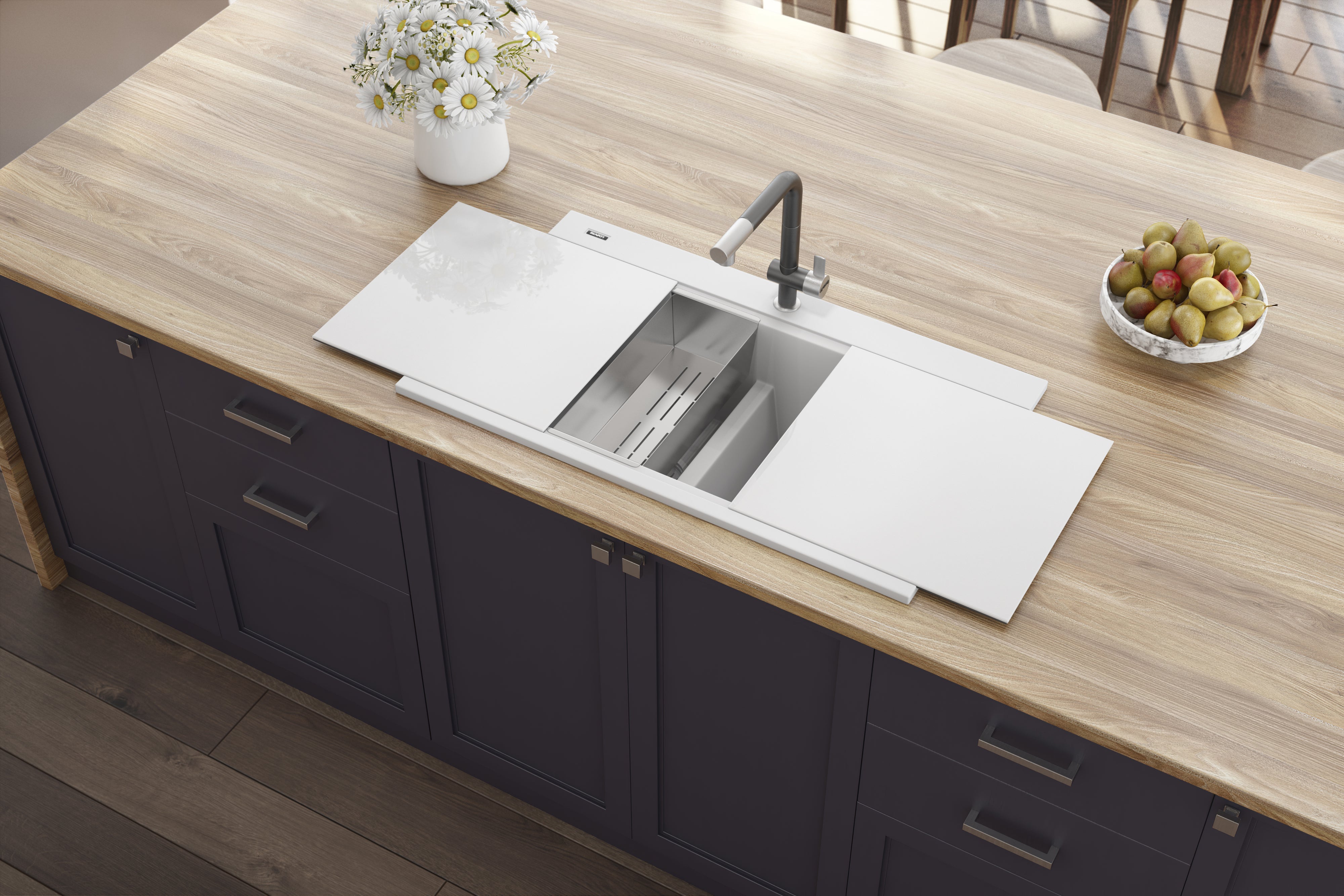 Ruvati 34" epiGranite Topmount Workstation Ledge Granite Composite Kitchen Sink