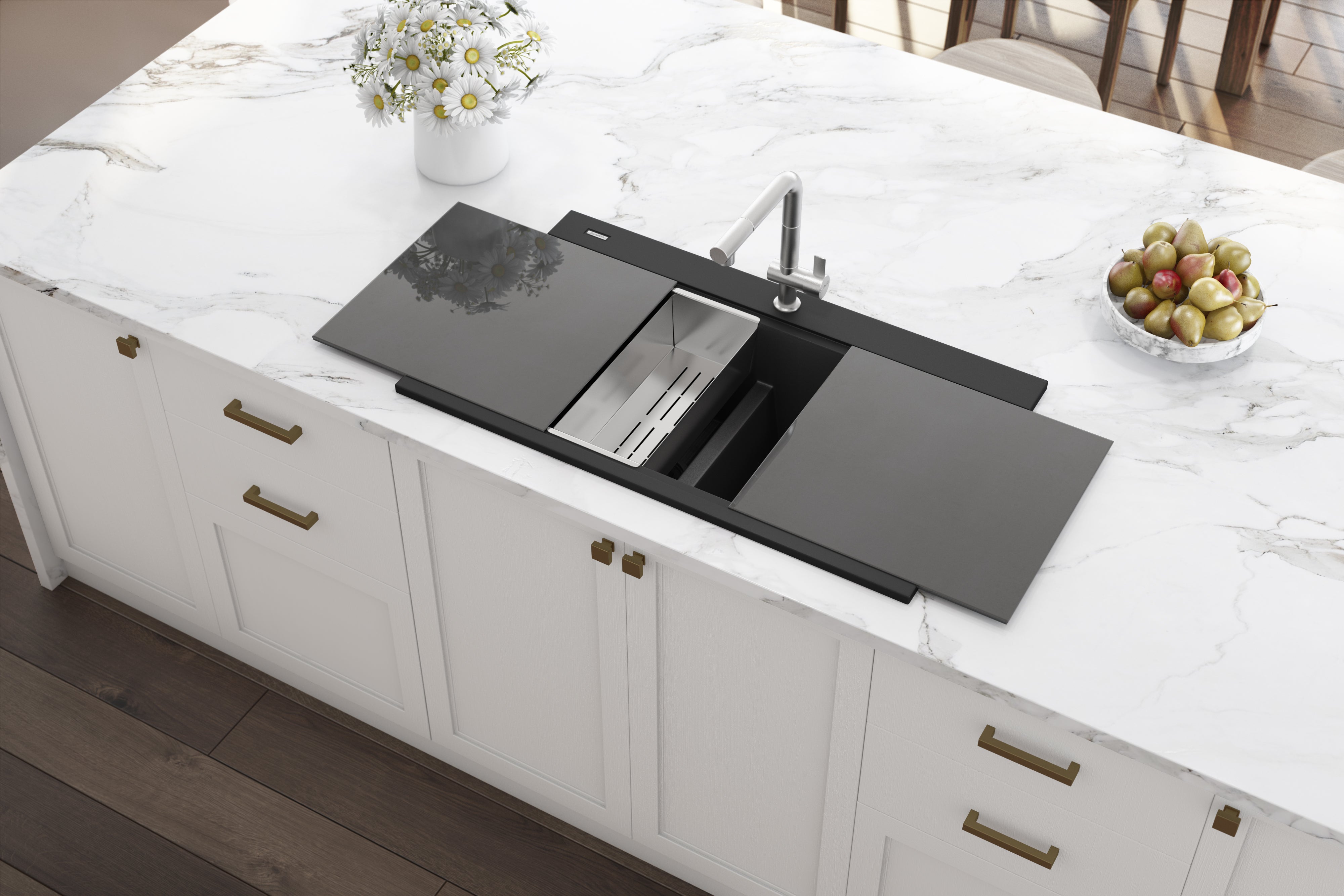 Ruvati 34" epiGranite Topmount Workstation Ledge Granite Composite Kitchen Sink