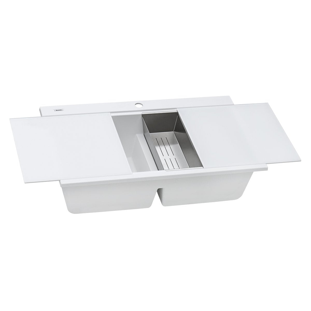 Ruvati 34" Topmount Granite Composite Workstation Kitchen Sink in White RVG1350WH