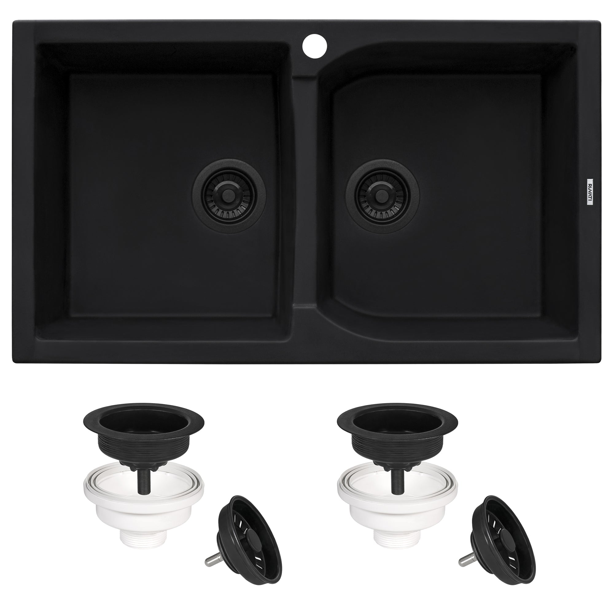 Ruvati 34 x 20" epiGranite Dual-Mount Granite Composite Double Bowl Kitchen Sink