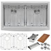 Ruvati 36" Apron-front Workstation Low-Divide Double Bowl 50/50 Farmhouse 16 Gauge Stainless Steel Kitchen Sink