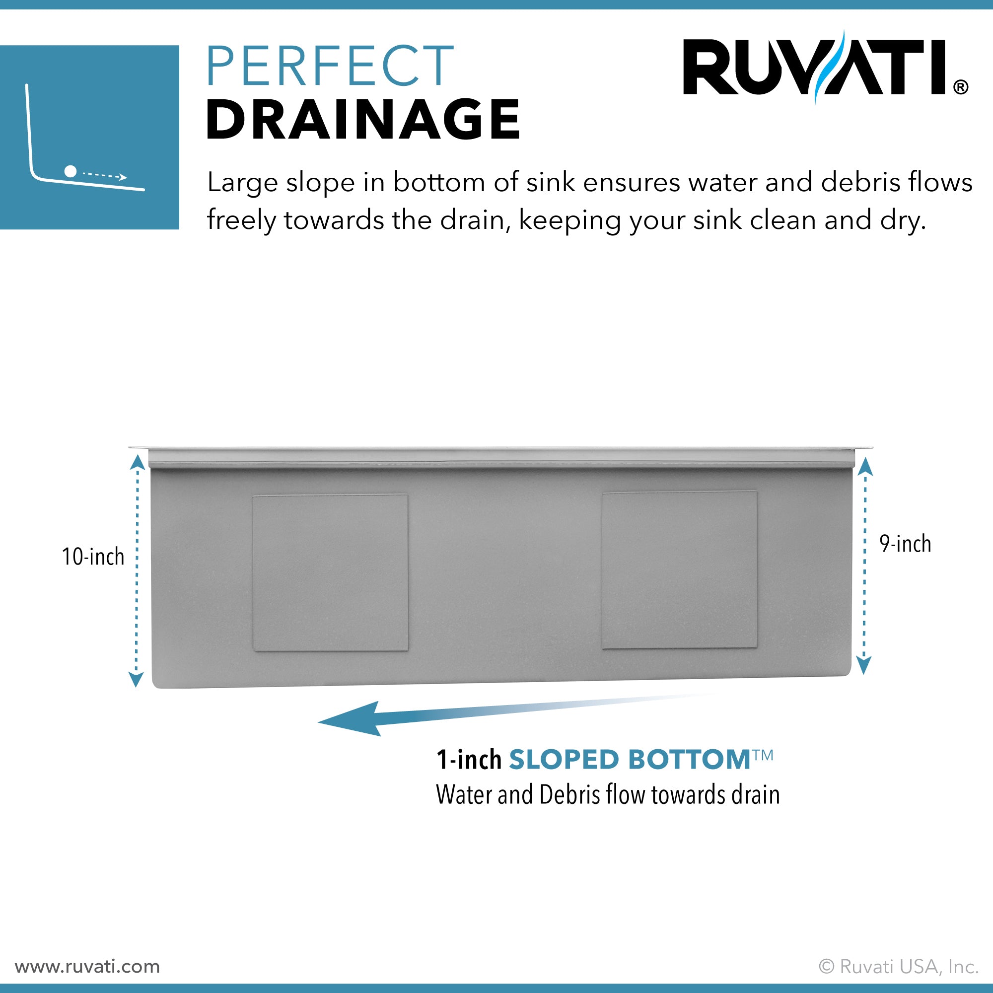 Ruvati 36" Workstation Offset Drain Undermount 16 Gauge Kitchen Sink