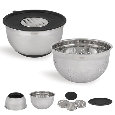 Ruvati 5 quart mixing bowl and colander set with grater attachments for Ruvati Workstation Sinks