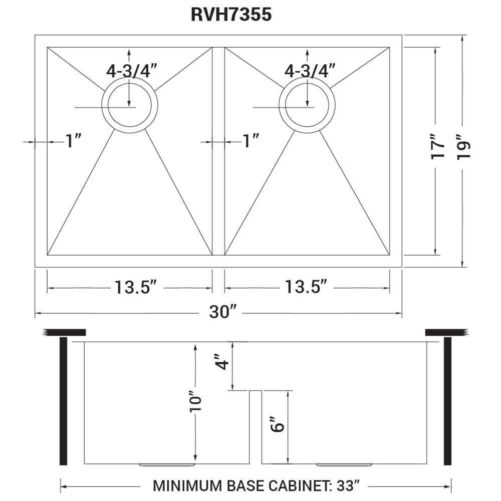 Ruvati Low-Divide Undermount Tight Radius 50/50 Double Bowl 16 Gauge Stainless Steel Kitchen Sink