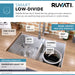 Ruvati Low-Divide Undermount Tight Radius 50/50 Double Bowl 16 Gauge Stainless Steel Kitchen Sink