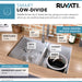 Ruvati Low-Divide Undermount Tight Radius 50/50 Double Bowl 16 Gauge Stainless Steel Kitchen Sink