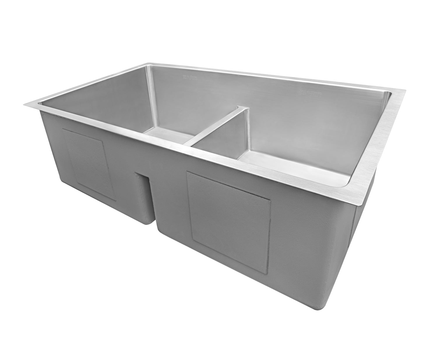 Ruvati Low-Divide Undermount Tight Radius 50/50 Double Bowl 16 Gauge Stainless Steel Kitchen Sink