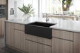 Ruvati Matte Black 30" Fireclay Farmhouse Offset Drain Single Bowl Kitchen Sink