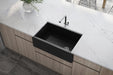 Ruvati Matte Black 30" Fireclay Farmhouse Offset Drain Single Bowl Kitchen Sink