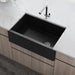 Ruvati Matte Black 30" Fireclay Farmhouse Offset Drain Single Bowl Kitchen Sink