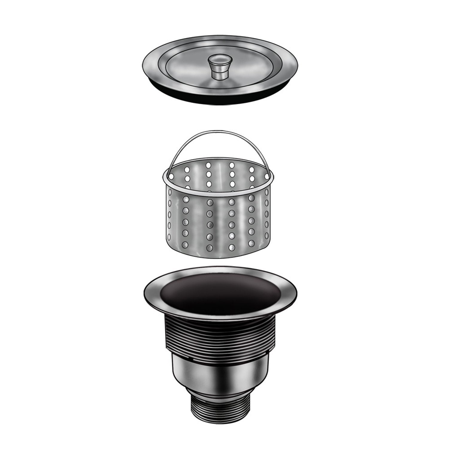 Ruvati RVA1025 Kitchen Sink Basket Strainer in Stainless Steel