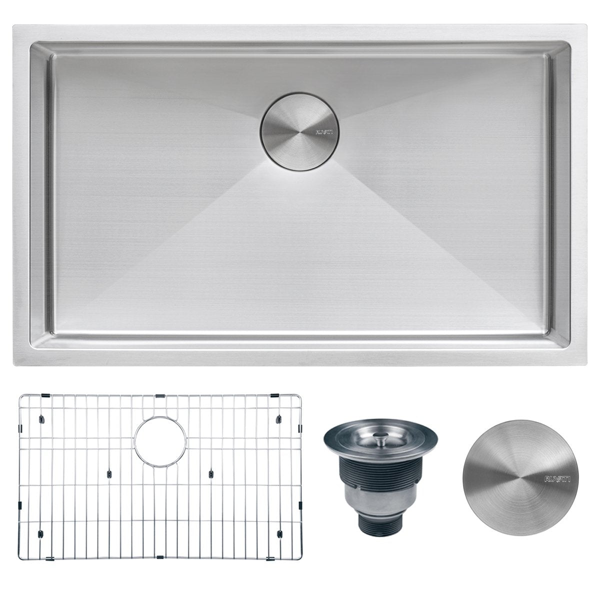 Ruvati RVH7433 33" Undermount 16 Gauge Tight Radius Large Stainless Steel Single Bowl Kitchen Sink