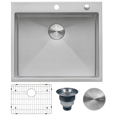 Ruvati RVH8007 25" Drop-in Tight Radius Topmount 16 Gauge Stainless Steel Single Bowl Kitchen Sink