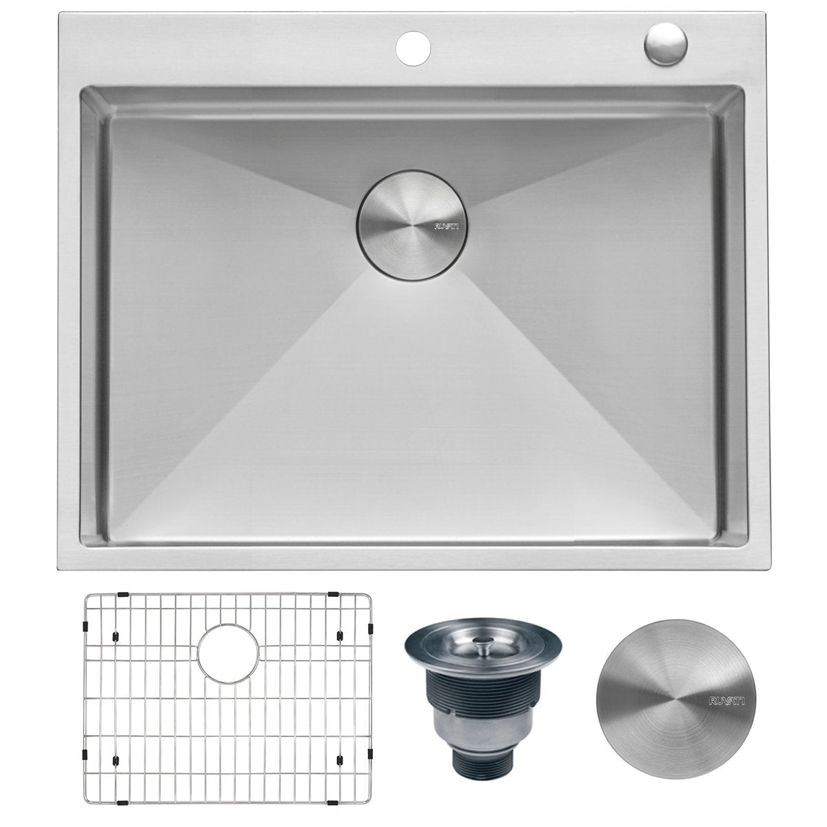 Ruvati RVH8008 28" Drop-in Tight Radius Topmount 16 Gauge Stainless Steel Single Bowl Kitchen Sink