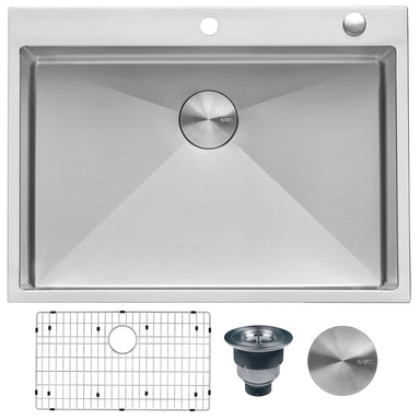 Ruvati RVH8009 30 x 22" Drop-in Tight Radius Topmount 16 Gauge Stainless Steel Single Bowl Kitchen Sink