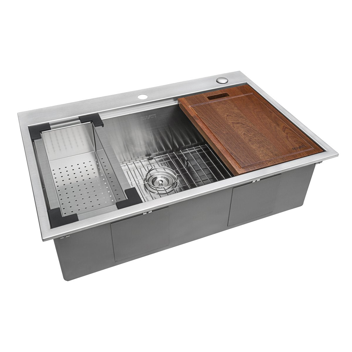 Ruvati RVH8030 30 x 22" Workstation Drop-in Tight Radius Topmount 16 Gauge Ledge Stainless Steel Single Bowl Kitchen Sink