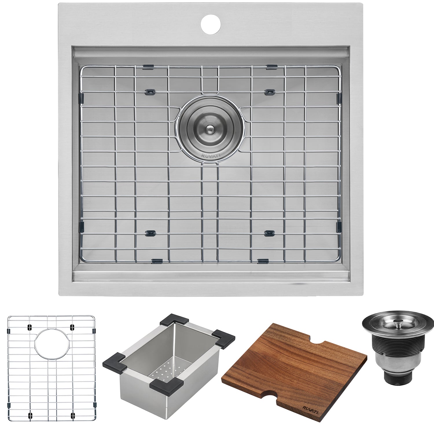 Ruvati RVH8221 21 x 20" RV Workstation Drop-in Topmount 16 Gauge Stainless Steel Bar Prep Kitchen Sink