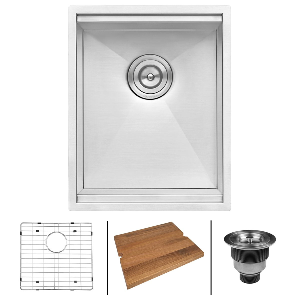 Ruvati RVH8304 15" Workstation Ledge Undermount 16 Gauge Stainless Steel Single Bowl Bar Prep Sink