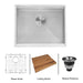 Ruvati RVH8307 21" Workstation Undermount 16 Gauge Ledge Stainless Steel Single Bowl Bar Prep Sink