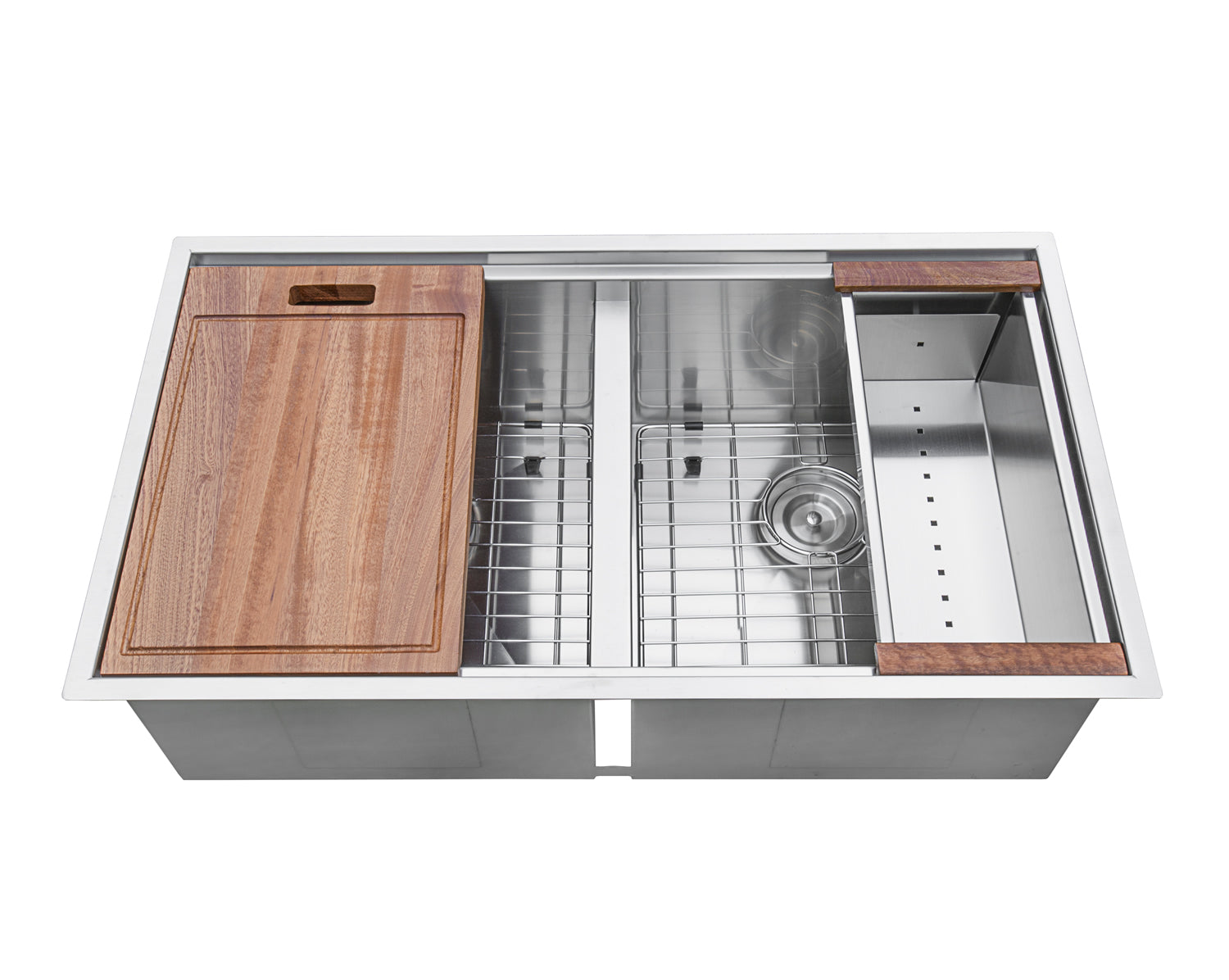 Ruvati Workstation Ledge 50/50 Double Bowl Undermount 16 Gauge Stainless Steel Kitchen Sink