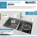 Ruvati Workstation Ledge 50/50 Double Bowl Undermount 16 Gauge Stainless Steel Kitchen Sink