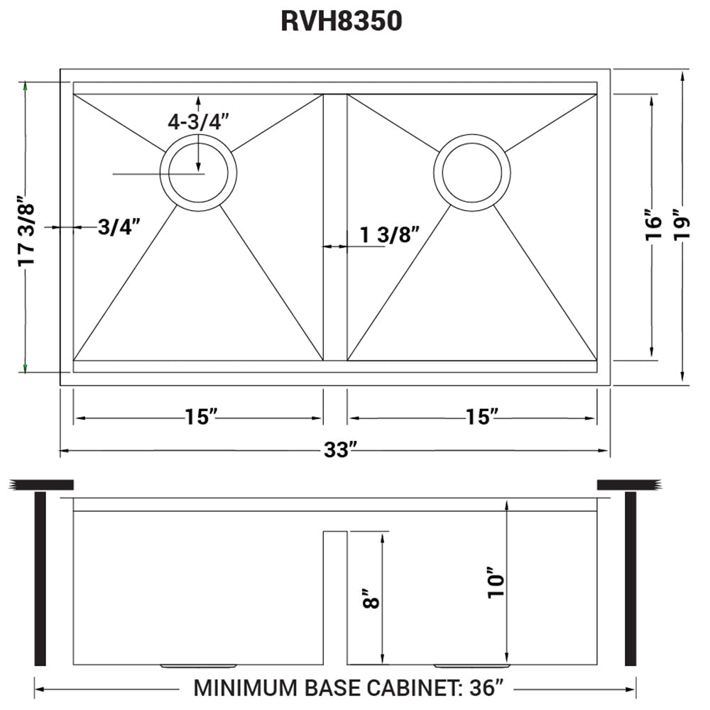 Ruvati Workstation Ledge 50/50 Double Bowl Undermount 16 Gauge Stainless Steel Kitchen Sink