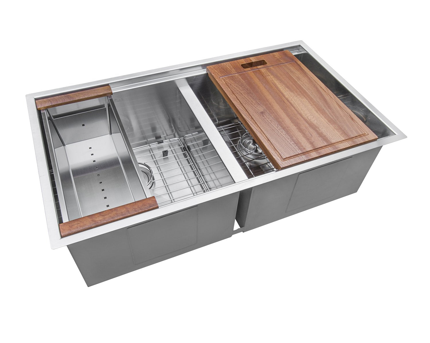 Ruvati Workstation Ledge 50/50 Double Bowl Undermount 16 Gauge Stainless Steel Kitchen Sink