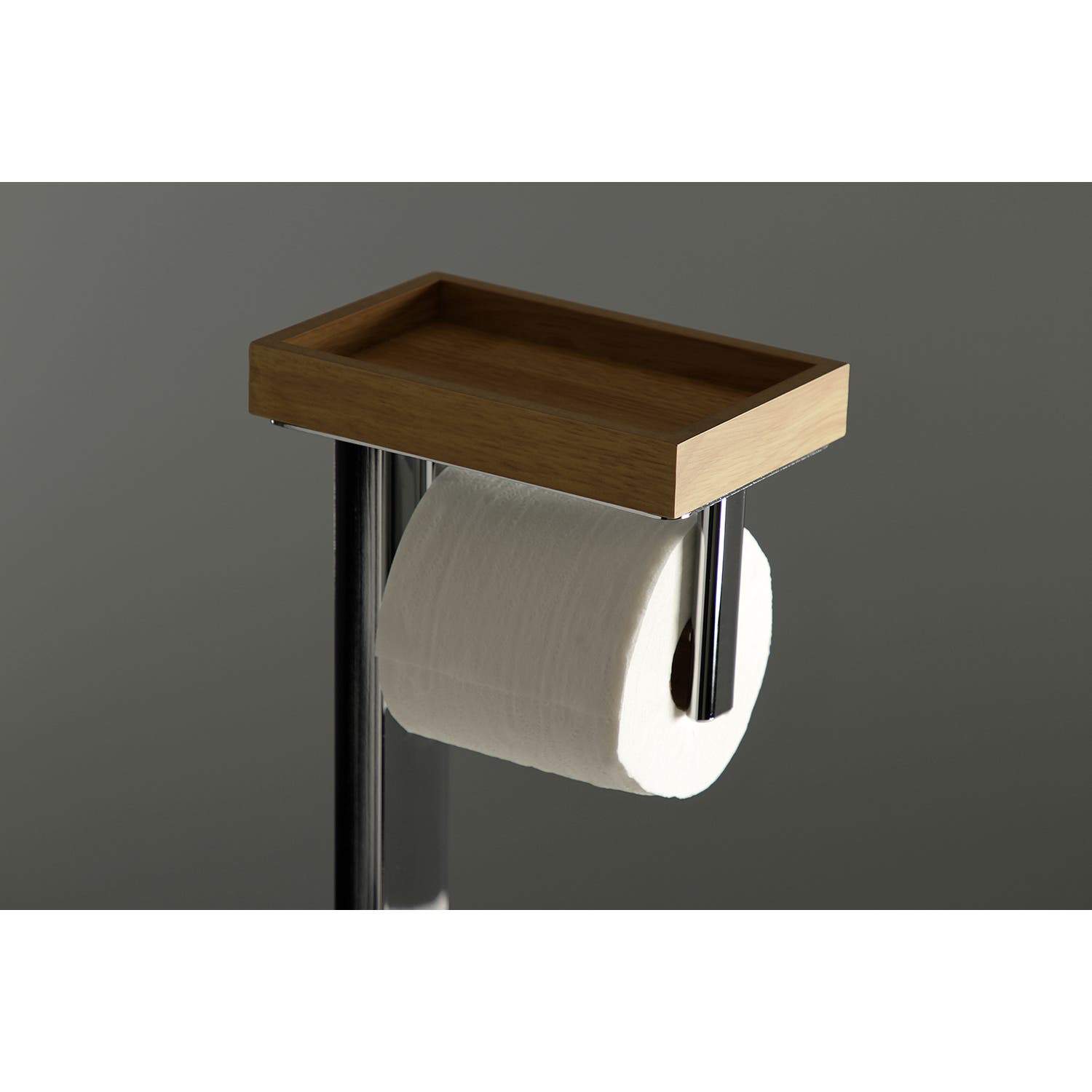 Free Standing Toilet Roll Holder With Base and Shelf 