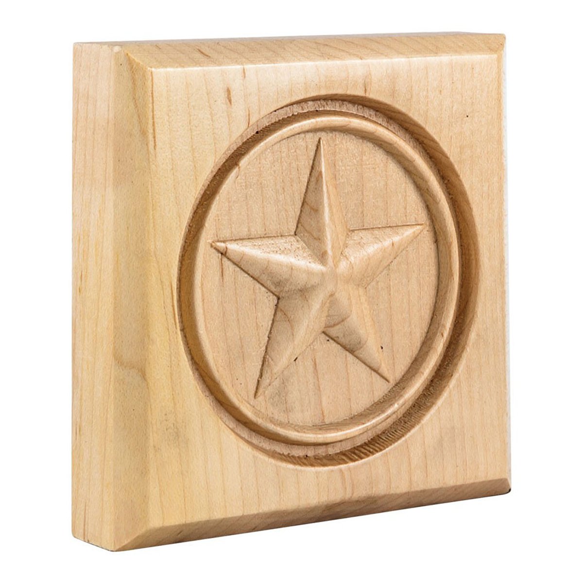 Hardware Resources 4" x 4" x 7/8" Hard Maple Star Rosette Moulding-DirectSinks