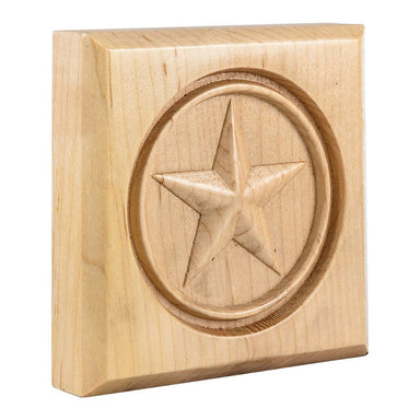 Hardware Resources 4" x 4" x 7/8" Hard Maple Star Rosette Moulding-DirectSinks