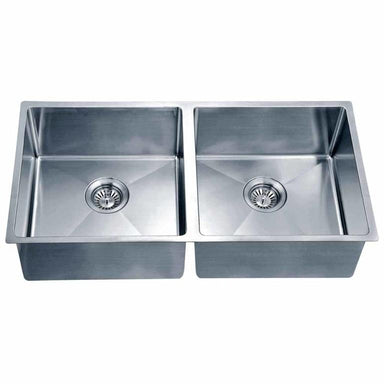 Dawn 35" Equal Double Bowl Undermount Kitchen Sink, with Small Radius Corners-Kitchen Sinks Fast Shipping at DirectSinks.