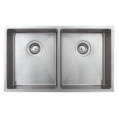 Wells Sinkware Handcrafted 30-Inch 18-Gauge Undermount 50/50 Double Bowl ADA Compliant Stainless Steel Kitchen Sink with Strainer-Kitchen Sinks Fast Shipping at Directsinks.