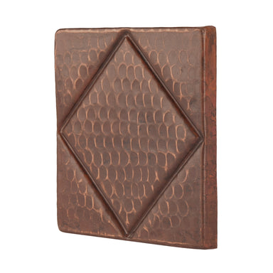 Premier Copper Products 4" x 4" Hammered Copper Tile with Diamond Design - Quantity 4-DirectSinks