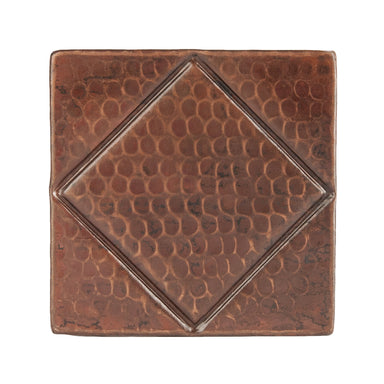 Premier Copper Products 4" x 4" Hammered Copper Tile with Diamond Design - Quantity 8-DirectSinks