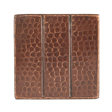 Premier Copper Products 4" x 4" Hammered Copper with Linear Tile Design - Quantity 4-DirectSinks
