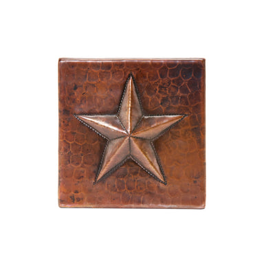 Premier Copper Products 4" x 4" Hammered Copper Star Tile - Quantity 4-DirectSinks