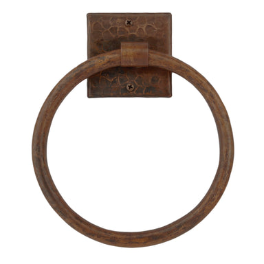 Premier Copper Products 10" Hand Hammered Copper Full Size Bath Towel Ring-DirectSinks