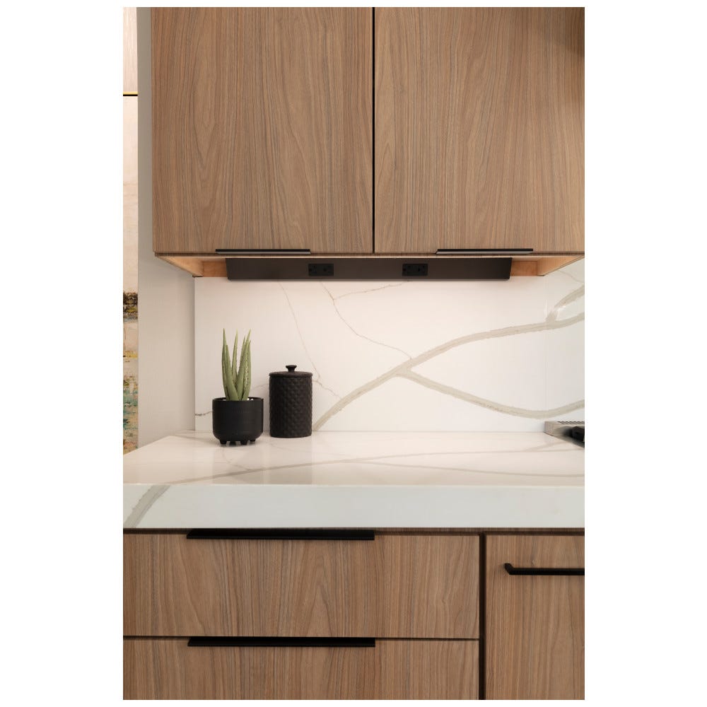 Task Lighting Slim Angle Under Cabinet Power Strip in Bronze — DirectSinks